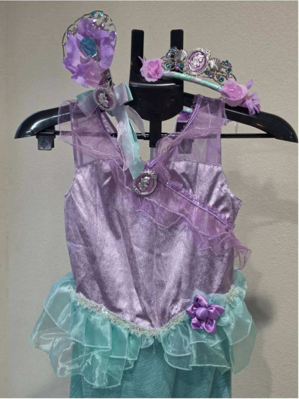 SET Disney Princess The Little Mermaid Costume Cosplay Wand Tiara Halloween